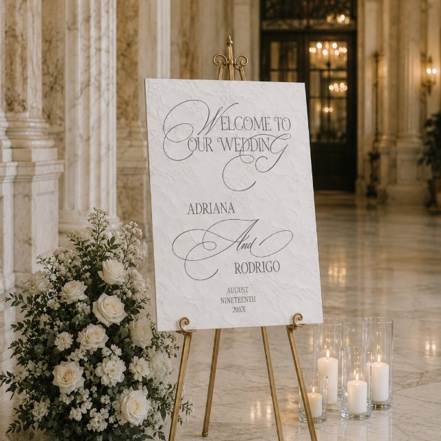 White Floral Romantic Wedding Welcome Sign (Creator Uploaded)