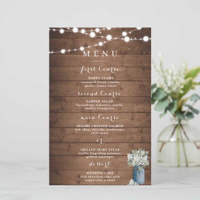 White Floral Rustic Elegant Lights Wooden Wedding (Standing Front)