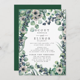 White Floral Rustic Elopement Reception Invitation