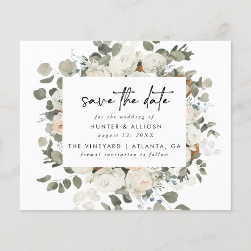 White Floral Save the Date 