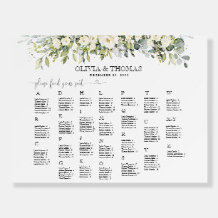 White Floral Seating Chart Foam Board