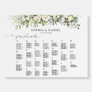 White Floral Seating Chart Foam Board