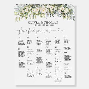 White Floral Seating Chart Foam Board