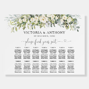 White Floral Seating Chart Foam Board