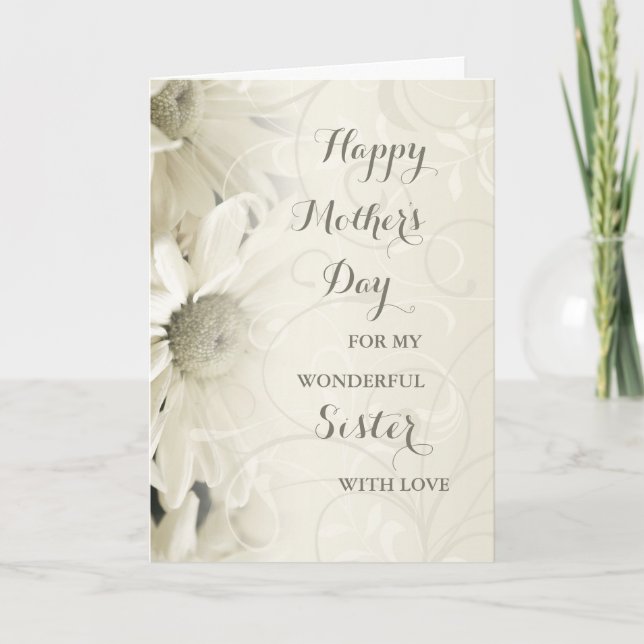 White Floral Sister Happy Mother's Day Card (Front)