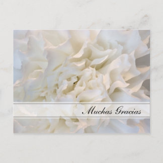 White Floral Spanish Thank You Postcard