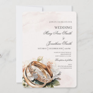 White Floral Spanish Wedding Invitation