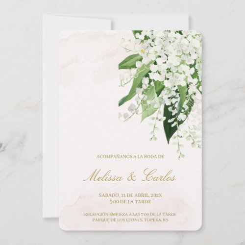 White floral Spanish Wedding Invitation