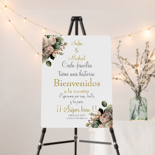 White floral Spanish Wedding Sign