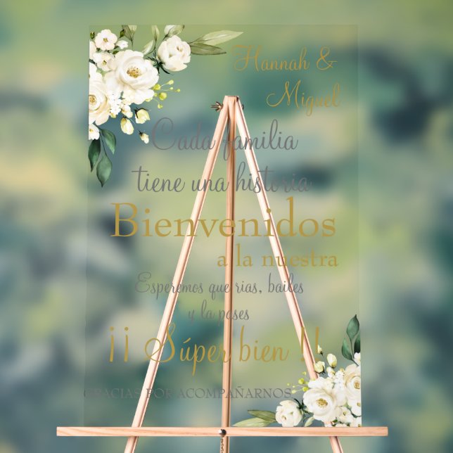 White floral Spanish Wedding Sign (Neutral)