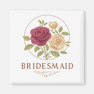 White Floral Square Magnet - Bridesmaid