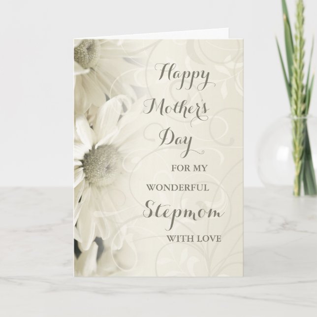 White Floral Stepmom Happy Mother's Day Card (Front)