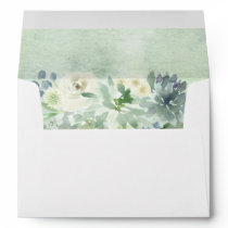 White Floral Succulent Baby Shower Return Address Envelope