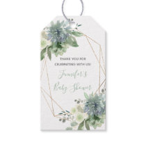 White Floral Succulent Baby Shower Thank You Gift Tags