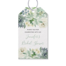 White Floral Succulent Bridal Shower Gift Tags