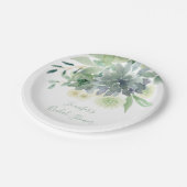 White Floral Succulent Bridal Shower Paper Plates (Angled)