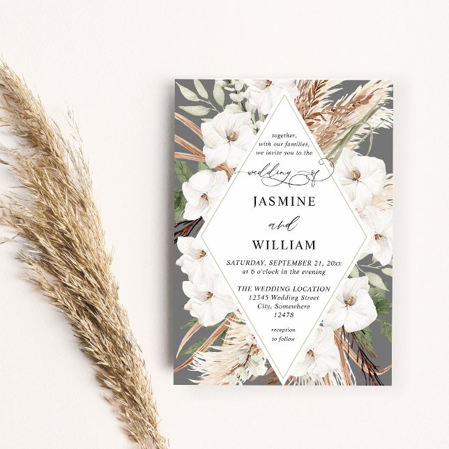 White Floral Summer Fall Boho Invitation (Creator Uploaded)