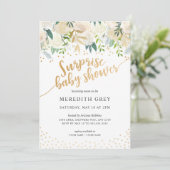 White Floral Surprise Baby Shower Invitation (Standing Front)