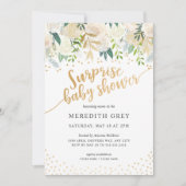 White Floral Surprise Baby Shower Invitation (Front)