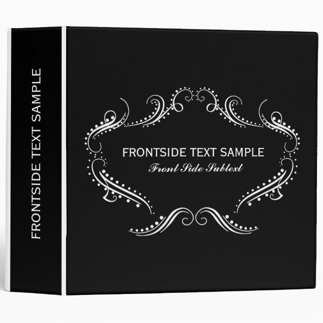 White Floral Swirls Gold Frame Binder (Front/Spine)