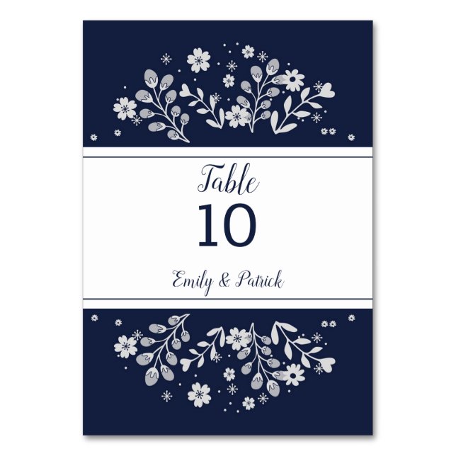 White Floral Table Number (Front)