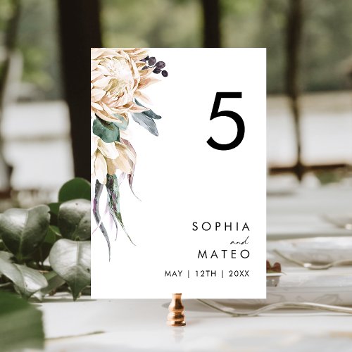 White Floral Table Number