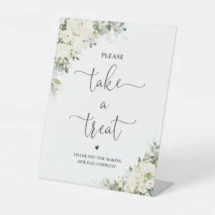 White Floral Take A Treat Sign