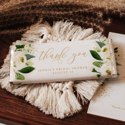 White Floral Thank You Candy Bar Favor Wrapper