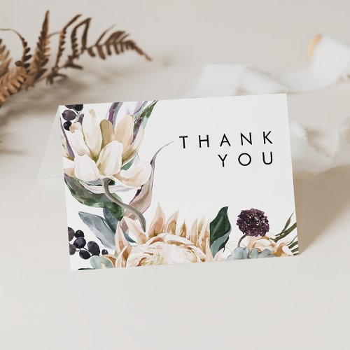 White Floral Thank You Card