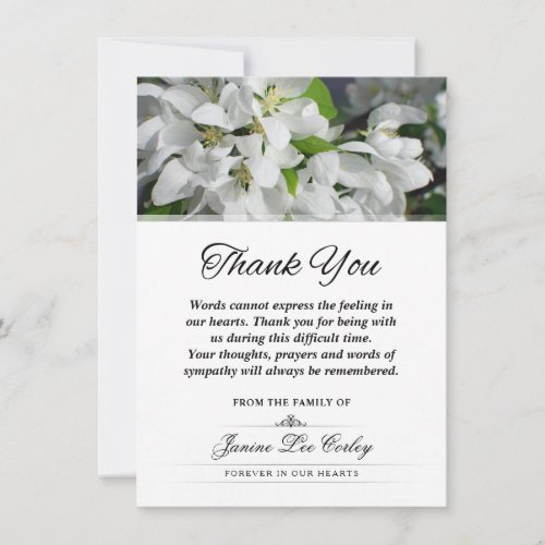 White Floral Thank You Sympathy Funeral Expression