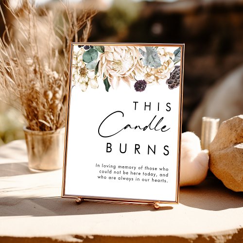 White Floral This Candle Burns Sign