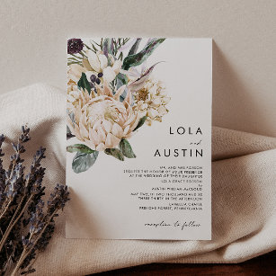 White Floral Traditional Wedding Invitation