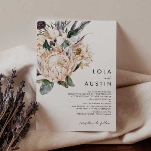 White Floral Traditional Wedding Invitation