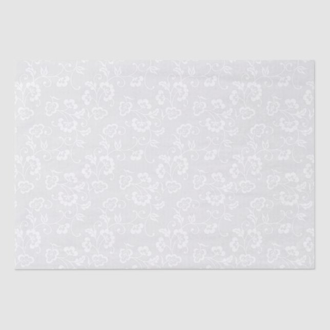 White Floral Vine Pattern on Light Gray Tissue Paper (Front)