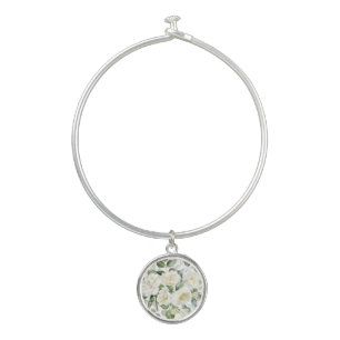 White Floral Vintage Elegant Wedding Bangle Bracelet