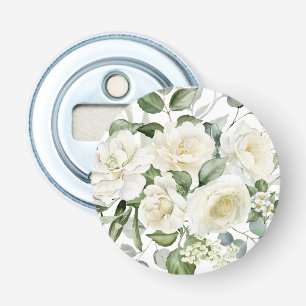 White Floral Vintage Elegant Wedding Bottle Opener