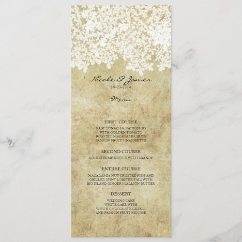 White Floral Vintage Menu