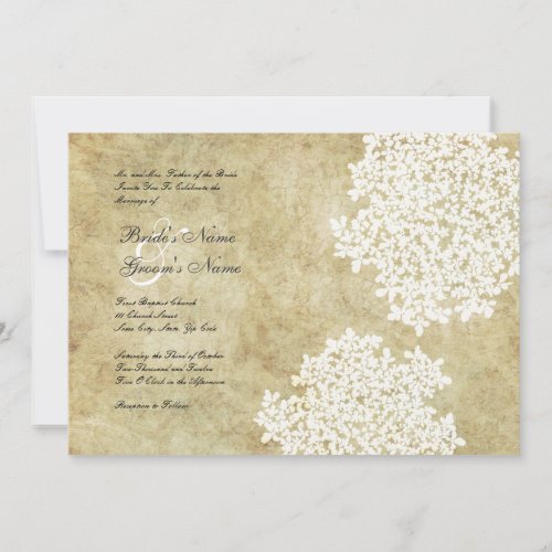 White Floral Vintage Wedding Invitations