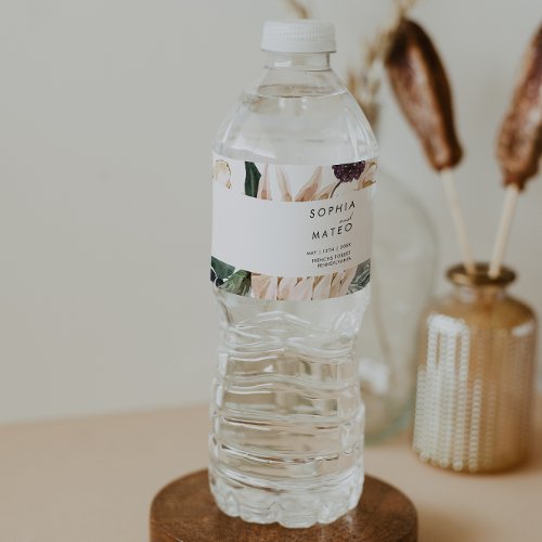 White Floral  Water Bottle Label