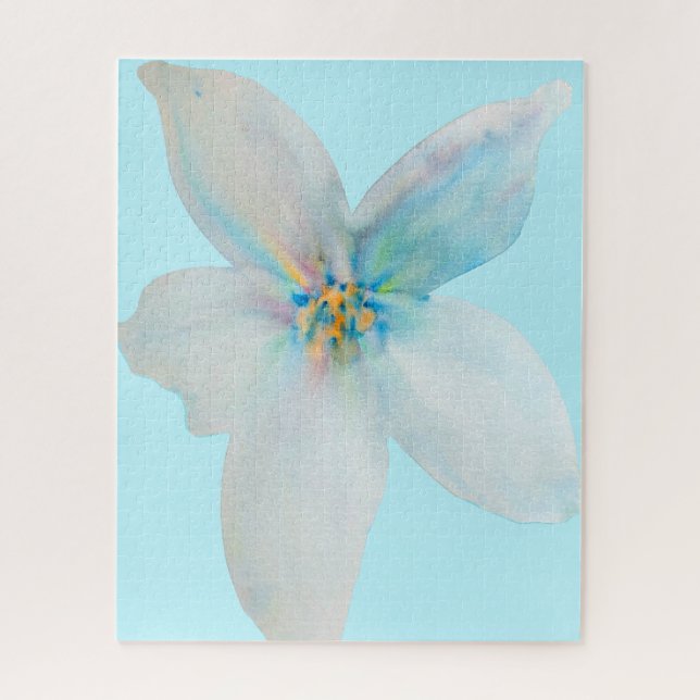White floral watercolor flower pastel jigsaw puzzle (Vertical)