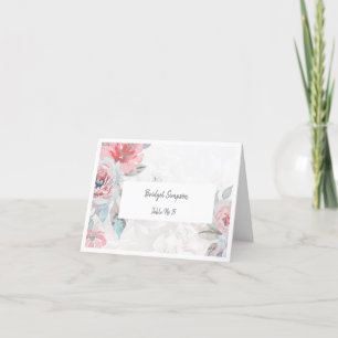 white floral watercolor rose wedding guest card