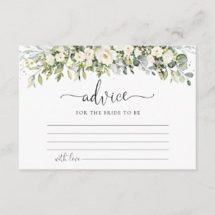 White Floral Wedding Advice Enclosure Card