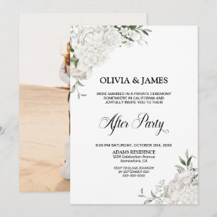 White Floral Wedding After Party Invitation