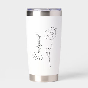 White Floral Wedding Bridesmaid Water Coffee Insulated Tumbler