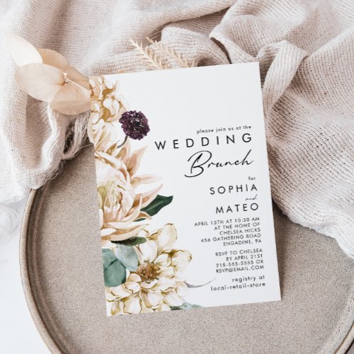 White Floral Wedding Brunch Invitation