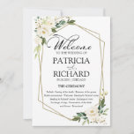 White Floral Wedding Ceremony Program Card<br><div class="desc">A romantic geometric floral wedding ceremony order of service program. Easy to personalize with your details. Check the collection for matching items. CUSTOMIZATION: If you need design customization, please get in touch with me via chat; if you need information about your order, shipping options, etc., please contact directly Zazzle support....</div>