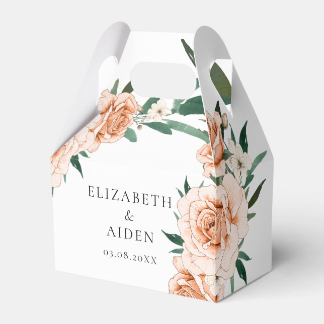 White Floral Wedding Collection Favor Boxes (Front Side)