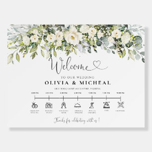 White Floral Wedding Day Icons Timeline  Foam Board