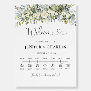 White Floral Wedding Day Icons Timeline  Foam Board