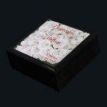 White Floral Wedding Day Keepsake Box CUSTOMIZE IT<br><div class="desc">Close-up of Mountain Laurel pretty white flowers and bits of pink and red.  Bride and Groom Name and Wedding Date in red script.  Click to personalize and put names in order of your preference,  change font style or color,  or delete image and upload your own.  Original Photography by TamiraZDesigns.</div>